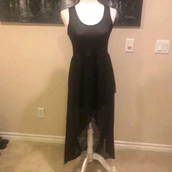 Malloy Faux Leather High Low Sheer Layered Dress-Size M - Picture 1 of 13